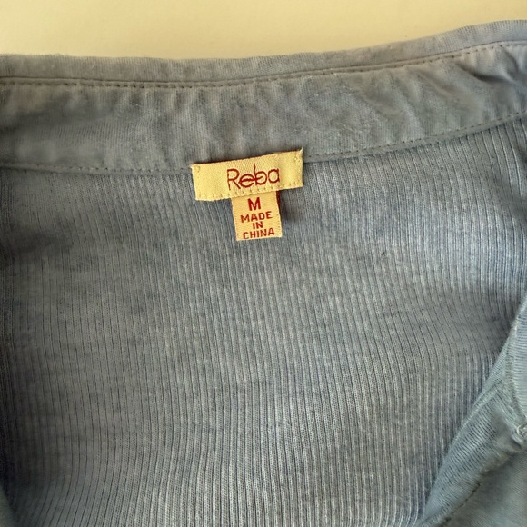 Reba Light Blue Ribbed Top - Picture 2 of 3